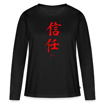 Chinois - T-shirt manches longues Premium bio Femme - noir - Devant - Julia (174cm)