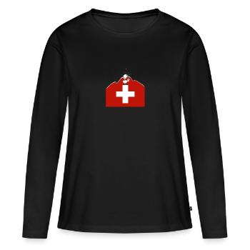 Suisse Capricorne - T-shirt manches longues Premium bio Femme - noir - Devant - Julia (174cm)