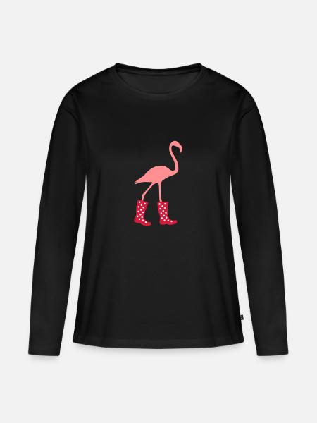 Flamingo rubber boots - Women's Premium Organic Long Sleeve Shirt - black