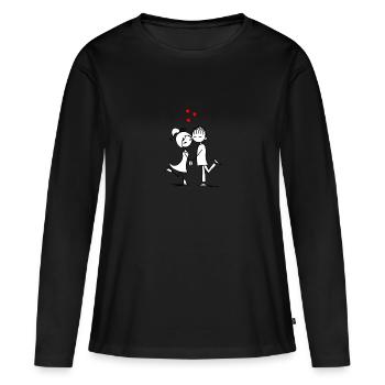 Amoureux - T-shirt manches longues Premium bio Femme - noir - Devant - Julia (174cm)