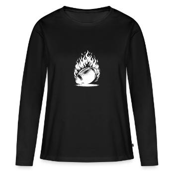 Ballon de football vintage en flammes et en feu - T-shirt manches longues Premium bio Femme - noir - Devant - Julia (174cm)