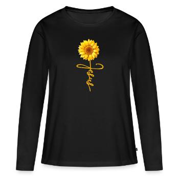 Jésus-Christ de Nazareth Foi Bible Jésus - T-shirt manches longues Premium bio Femme - noir - Devant - Julia (174cm)