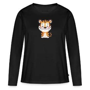 Tiger Cats Léopard - T-shirt manches longues Premium bio Femme - noir - Devant - Julia (174cm)