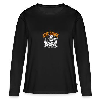 Crâne de danse en ligne avec stetson et bottes et lasso - T-shirt manches longues Premium bio Femme - noir - Devant - Julia (174cm)
