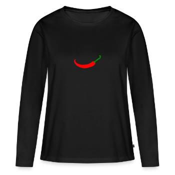 Pepperoni Chilli Paprika - Frauen Premium Bio Langarmshirt - Schwarz - Vorne - Julia (174cm)