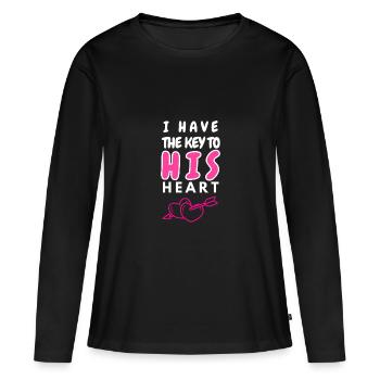 I have the key to his heart - Women's Premium Organic Long Sleeve Shirt - black - Front - Julia (174cm)
