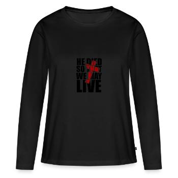 Jesus God Religion Christ Messiah Church - Women's Premium Organic Long Sleeve Shirt - black - Front - Julia (174cm)