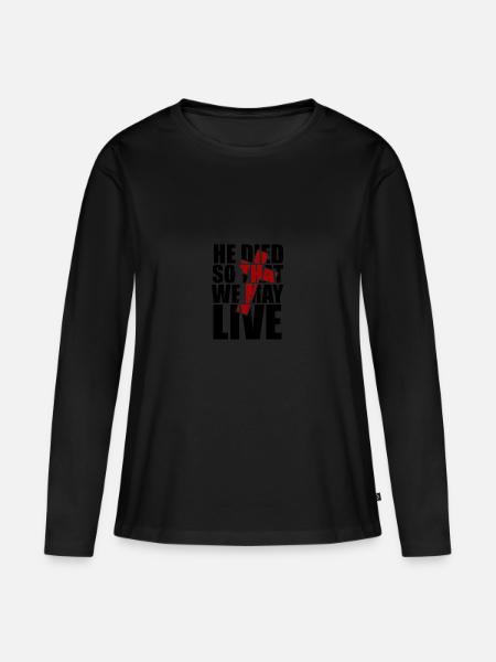 Jesus Gott Religion Christ Messias Kirche - Frauen Premium Bio Langarmshirt - Schwarz