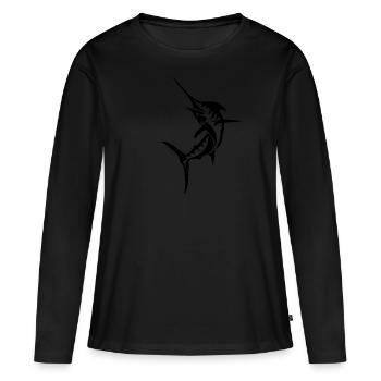 Schwertfisch Blauer Marlin Hochsee Fisch Big Game - Frauen Premium Bio Langarmshirt - Schwarz - Vorne - Julia (174cm)