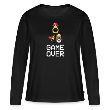 Retro Game - Game Over - Married - Wedding - Women's Premium Organic Long Sleeve Shirt - black - Front - Julia (174cm)
