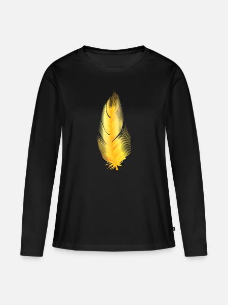 goldene Feder - Frauen Premium Bio Langarmshirt - Schwarz