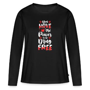Sevrage Jeûne Dépendance Nicotine - T-shirt manches longues Premium bio Femme - noir - Devant - Julia (174cm)