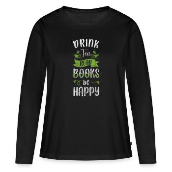 Buveur de thé Time Out Thé vert - T-shirt manches longues Premium bio Femme - noir - Devant - Julia (174cm)