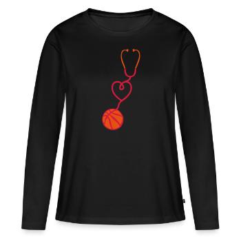 basketball stethoscope coeur love - T-shirt manches longues Premium bio Femme - noir - Devant - Julia (174cm)