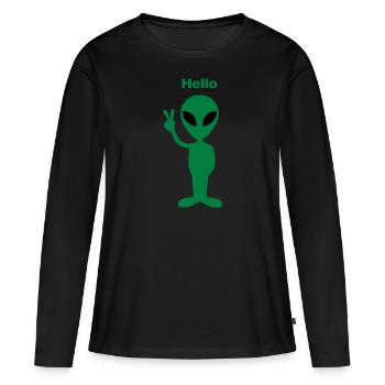 Hello Alien - Frauen Premium Bio Langarmshirt - Schwarz - Vorne - Julia (174cm)