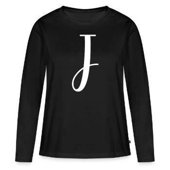 Calligraphie, initiale J - T-shirt manches longues Premium bio Femme - noir - Devant - Julia (174cm)