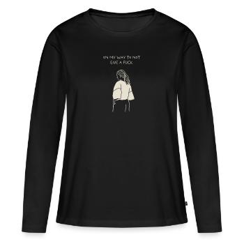 Citations non motivantes - sur mon chemin - T-shirt manches longues Premium bio Femme - noir - Devant - Julia (174cm)