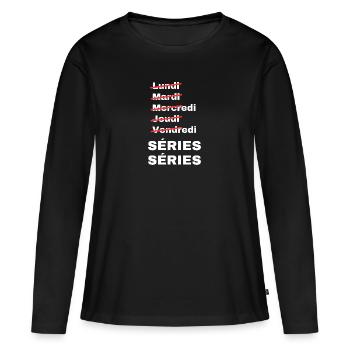 week-end séries - T-shirt manches longues Premium bio Femme - noir - Devant - Julia (174cm)