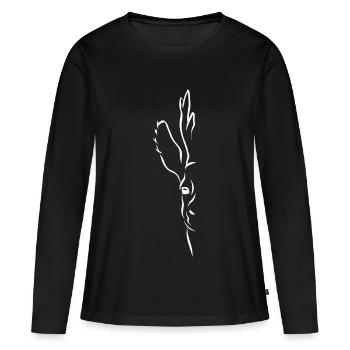 Rehbock Halb Portrait weiss - Frauen Premium Bio Langarmshirt - Schwarz - Vorne - Julia (174cm)