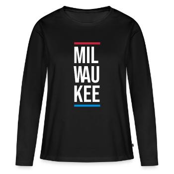 Typographie de Milwaukee Bold City - T-shirt manches longues Premium bio Femme - noir - Devant - Julia (174cm)
