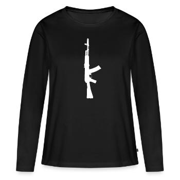 AK 47 fusil d'assaut Silhouette blanc - T-shirt manches longues Premium bio Femme - noir - Devant - Julia (174cm)