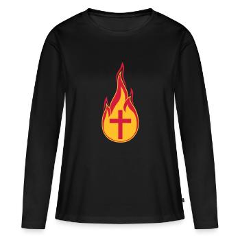 feu flammes chaud brûlé brûlé torche loder - T-shirt manches longues Premium bio Femme - noir - Devant - Julia (174cm)