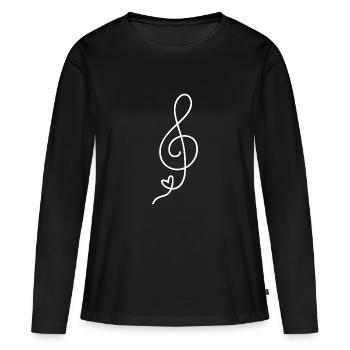 00234 clé de sol - T-shirt manches longues Premium bio Femme - noir - Devant - Julia (174cm)