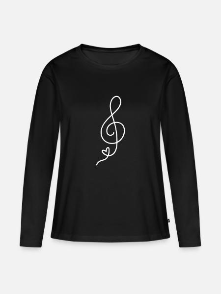 00234 Violinschlüssel - Frauen Premium Bio Langarmshirt - Schwarz