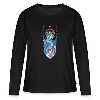 Wasser Mädchen - Frauen Premium Bio Langarmshirt - Schwarz - Vorne - Julia (174cm)