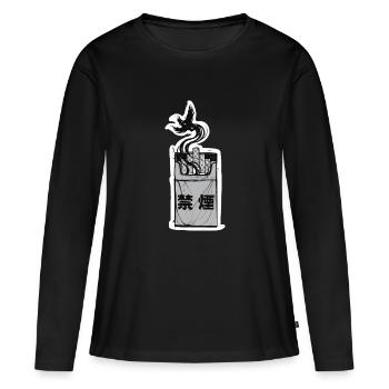 no smoking - T-shirt manches longues Premium bio Femme - noir - Devant - Julia (174cm)