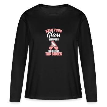Funny Tap Dancing Tap Shoes Tap Dance Enthusiast - Frauen Premium Bio Langarmshirt - Schwarz - Vorne - Julia (174cm)
