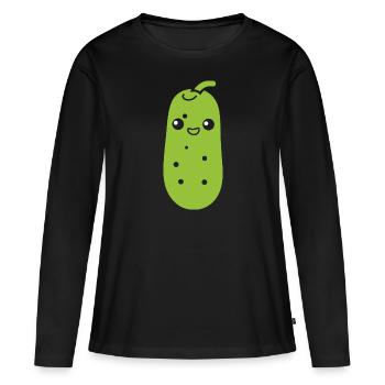 Cornichon - T-shirt manches longues Premium bio Femme - noir - Devant - Julia (174cm)