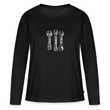 Outil de clé - T-shirt manches longues Premium bio Femme - noir - Devant - Julia (174cm)