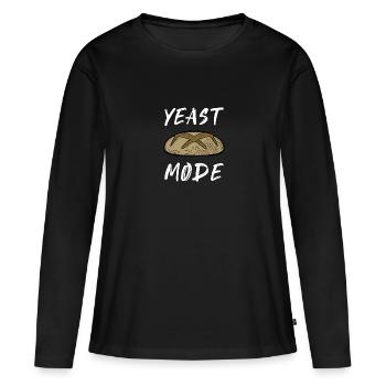 Boulangerie Boulangerie Levain, Mode levure - T-shirt manches longues Premium bio Femme - noir - Devant - Julia (174cm)