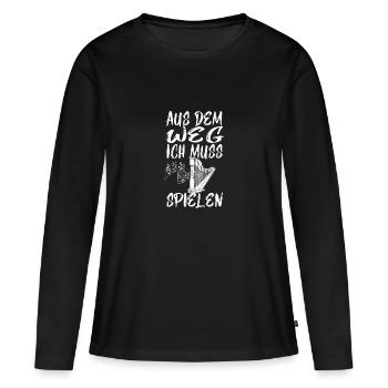 Harfe spielen Instrument Harfen Musik Noten - Frauen Premium Bio Langarmshirt - Schwarz - Vorne - Julia (174cm)