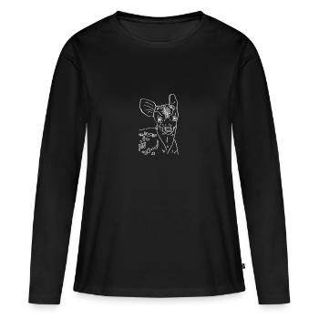 Blanc fauve - T-shirt manches longues Premium bio Femme - noir - Devant - Julia (174cm)