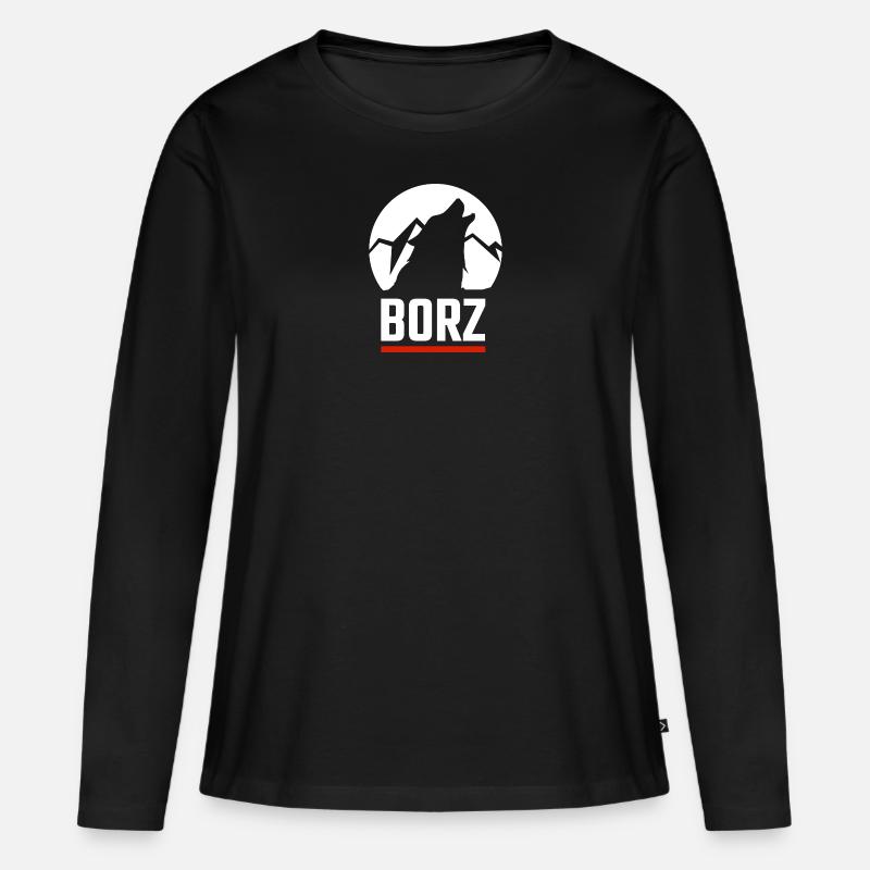 Chechen Borz Wolf Tschetschenien Tschetschene - Frauen Premium Bio Langarmshirt - Schwarz