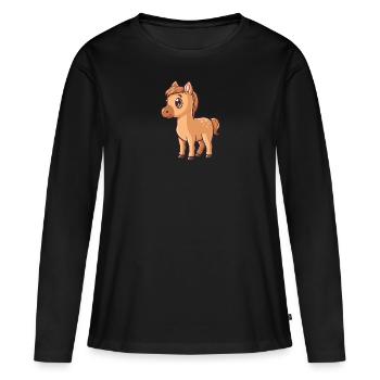 Pony Farm Fumier de cheval - T-shirt manches longues Premium bio Femme - noir - Devant - Julia (174cm)