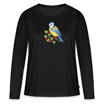 mesange bleue - T-shirt manches longues Premium bio Femme - noir - Devant - Julia (174cm)
