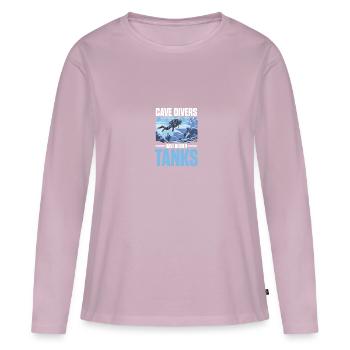 Les plongeurs spéléologiques ont des réservoirs plus grands Plongeurs plongeurs - T-shirt manches longues Premium bio Femme - rose poudré - Devant - Julia (174cm)