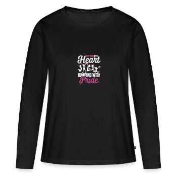 Applaudir avec le cœur sautant de fierté - T-shirt manches longues Premium bio Femme - noir - Devant - Julia (174cm)