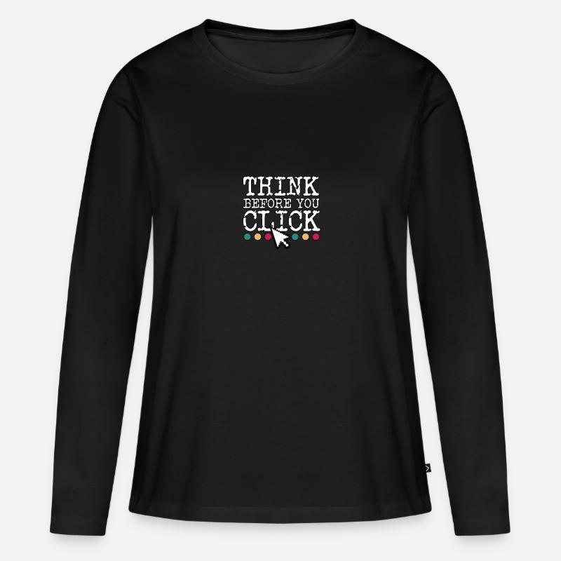Pensa prima di fare clic sulla sicurezza informatica - Maglia a maniche lunghe ecologica premium da donna - nero