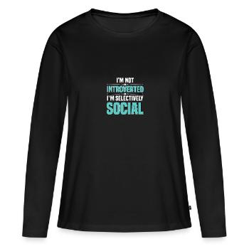 Je ne suis pas introverti, je suis sélectivement social - T-shirt manches longues Premium bio Femme - noir - Devant - Julia (174cm)