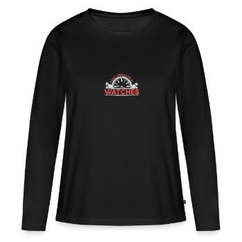 Facilement distrait par les montres pour les collectionneurs de montres - T-shirt manches longues Premium bio Femme - noir - Devant - Julia (174cm)