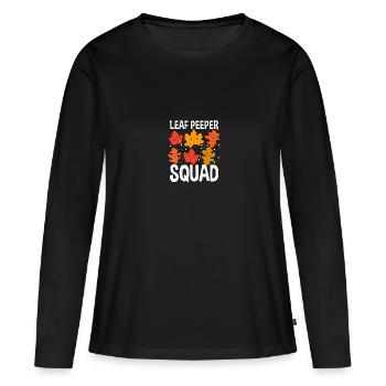 Leaf Peeper Squad Herbst Blätter Herbst Laub - Frauen Premium Bio Langarmshirt - Schwarz - Vorne - Julia (174cm)