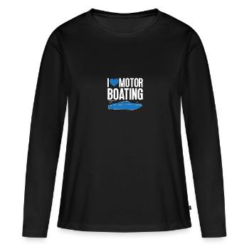 I Love Motor Boating for Boating Captains - Women's Premium Organic Long Sleeve Shirt - black - Front - Julia (174cm)