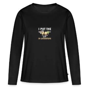 J’ai mis la lumière dans la littérature littérature livres livre - T-shirt manches longues Premium bio Femme - noir - Devant - Julia (174cm)