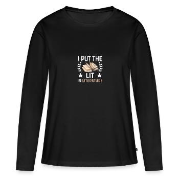 J’ai mis la lumière dans la littérature littérature livres livre - T-shirt manches longues Premium bio Femme - noir - Devant - Julia (174cm)