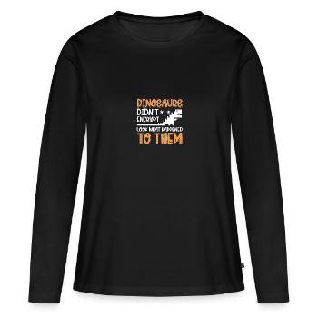 Dinosaurs Didn't Encrypt Cyber Security - Frauen Premium Bio Langarmshirt - Schwarz - Vorne - Julia (174cm)