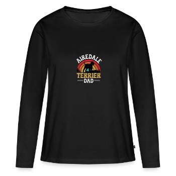 Airedale Terrier Papa pour les propriétaires de terriers - T-shirt manches longues Premium bio Femme - noir - Devant - Julia (174cm)